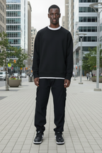 Pull Montréal Noir : Coupe oversize & Uni Chill