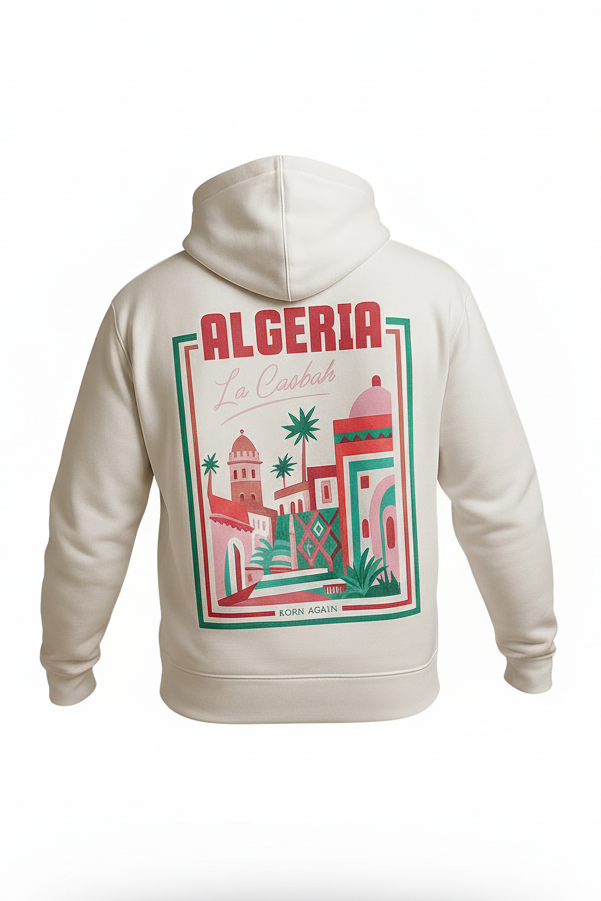 Sweat Algéria Blanc : Coupe Droite & Style minimaliste