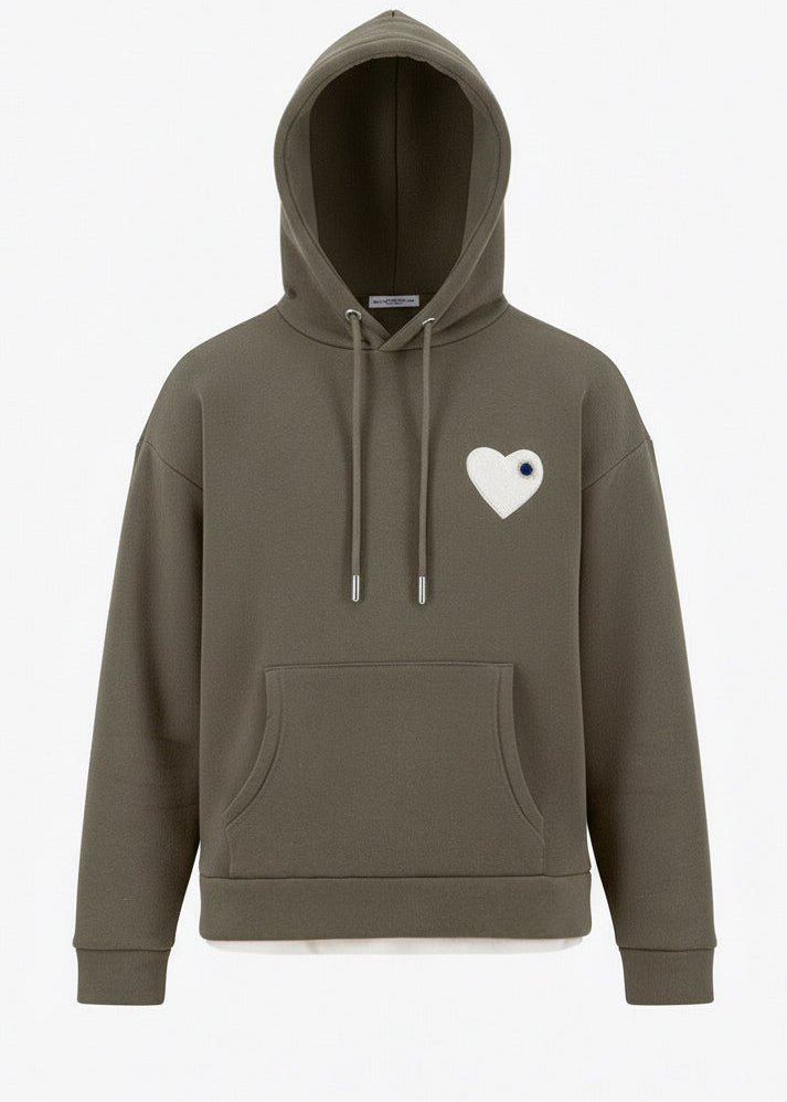 Sweat LOVE Vert : Coeur blanc & Style minimaliste