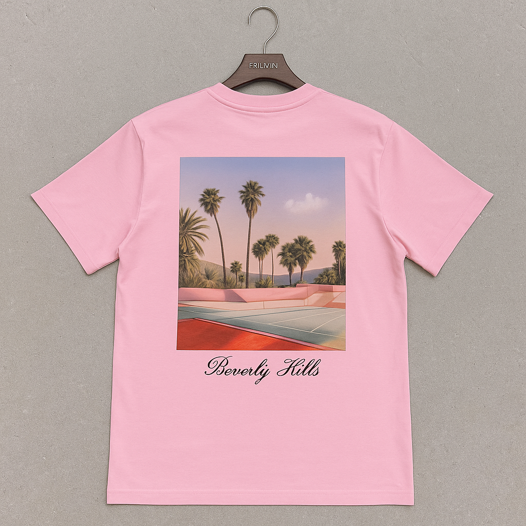 T shirt urbain minimaliste beverly hills rose 