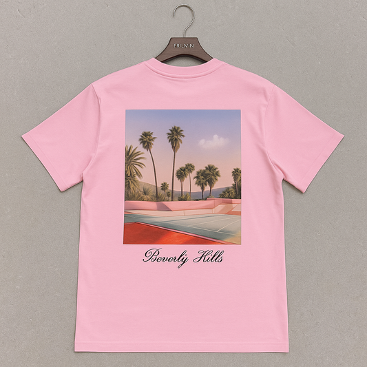 T shirt urbain minimaliste beverly hills rose 