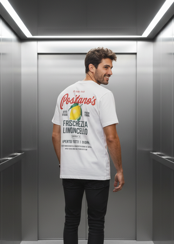 T-shirt Positanos Blanc : Coupe droite & Style minimaliste
