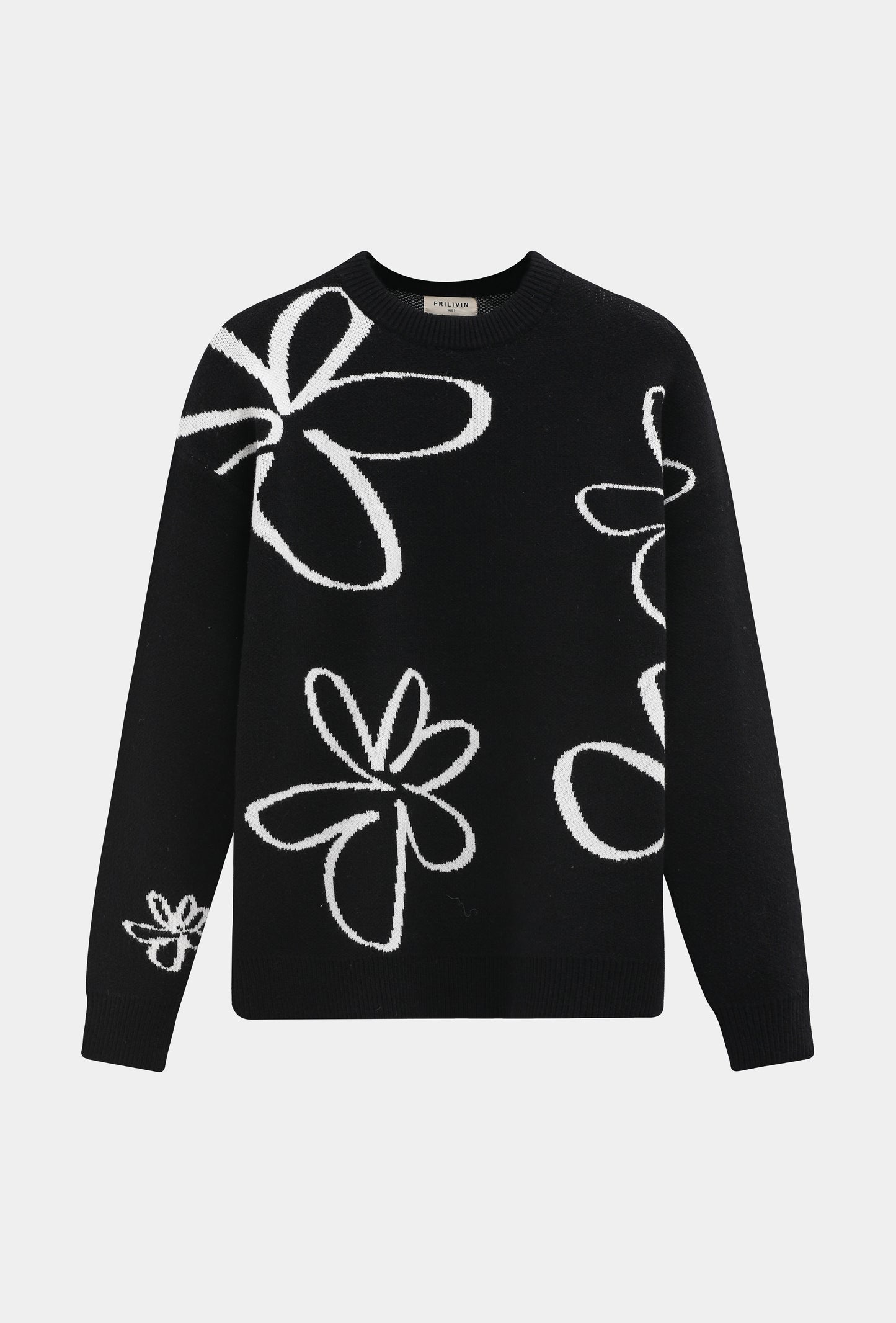 Pull Naples Noir- Motifs à Fleurs Mode