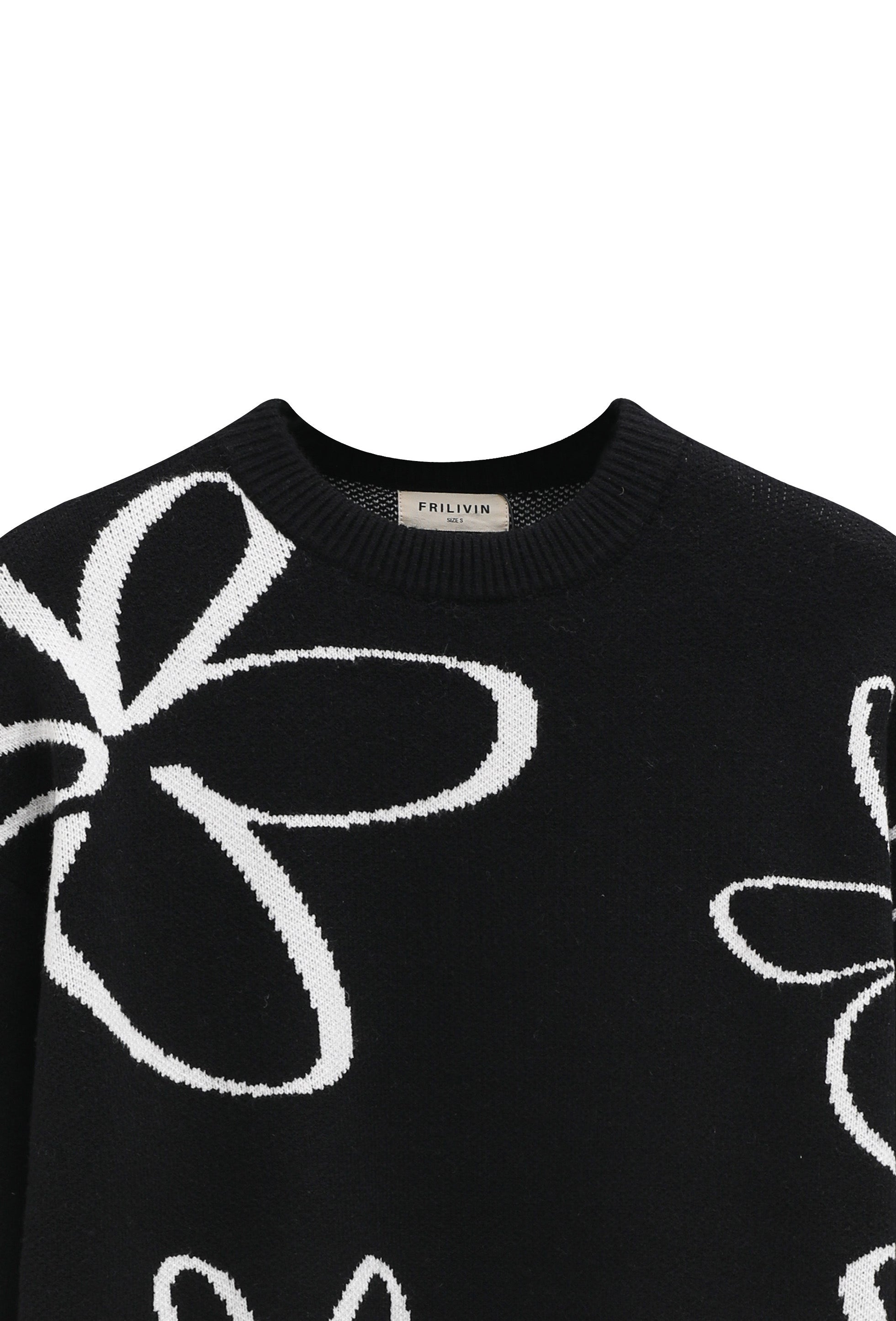 Pull Naples Noir- Motifs à Fleurs Mode
