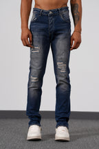 Jean Miami Bleu dirty : FitSlim Zippé  & Denim Destroy