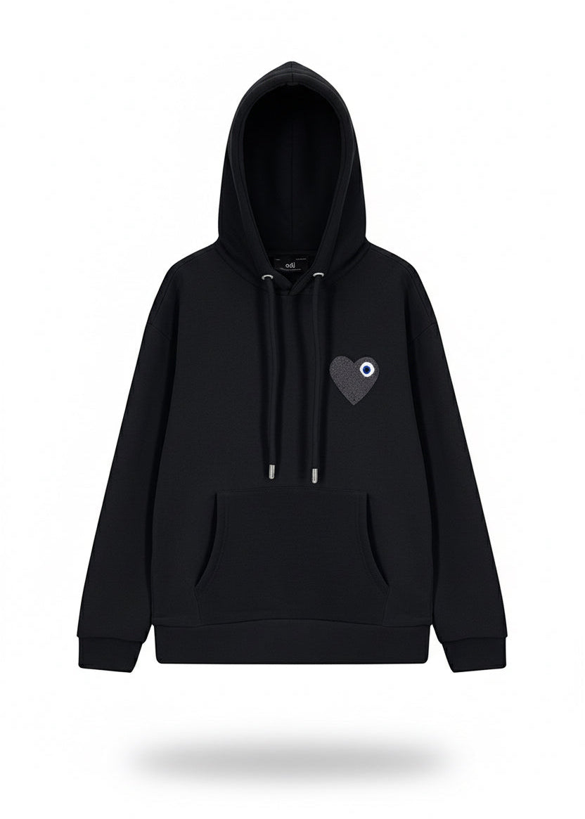 Sweat LOVE Noir : Coeur Gris & Style minimaliste