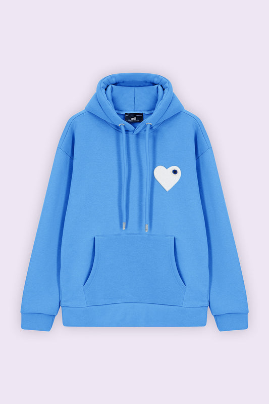 Sweat LOVE Bleu - Coeur brodé Blanc