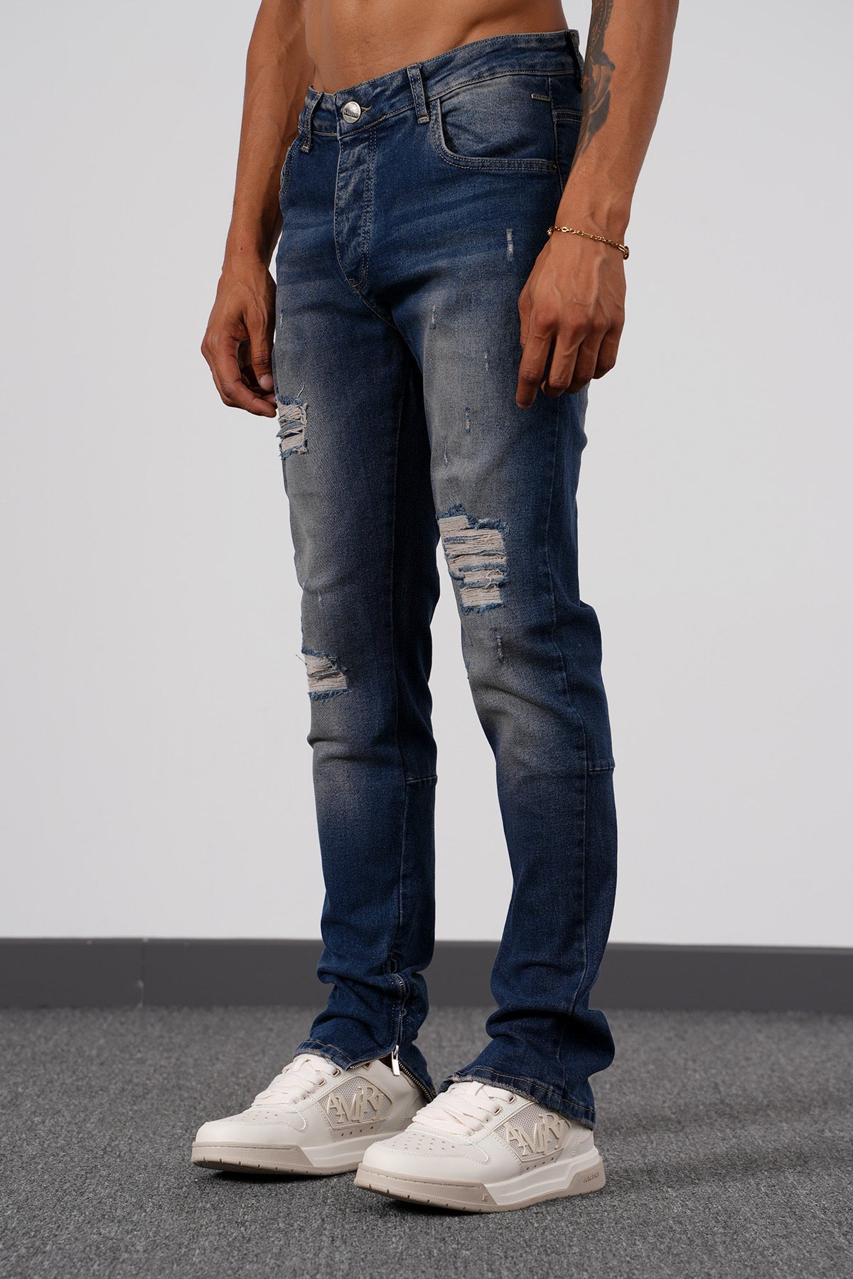 Jean Miami Bleu dirty : FitSlim Zippé  & Denim Destroy