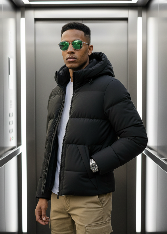 Doudoune Genève Noir : Épaisse Ajusté & Daily Chic