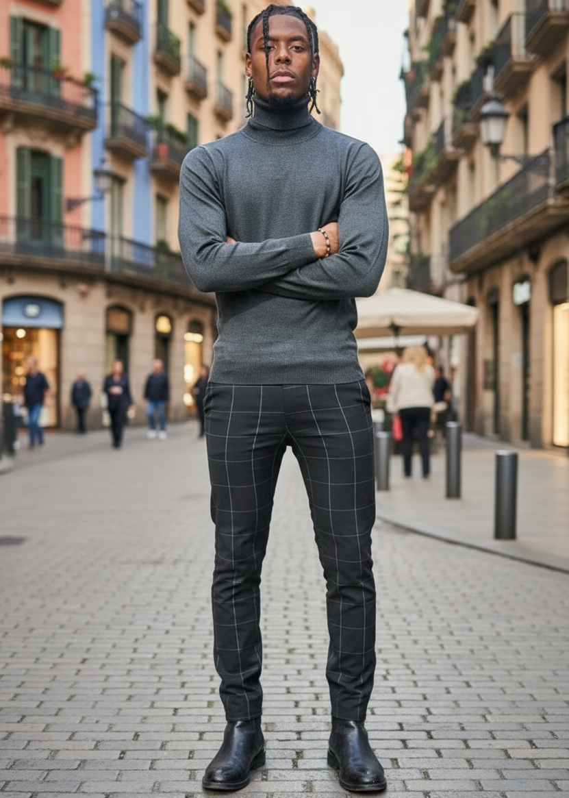 Pull col roulé Barcelone Gris : Minimalise & Elégance