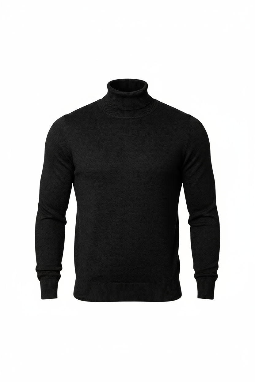 Pull col roulé Barcelone Noir- Rapidité et Elegance