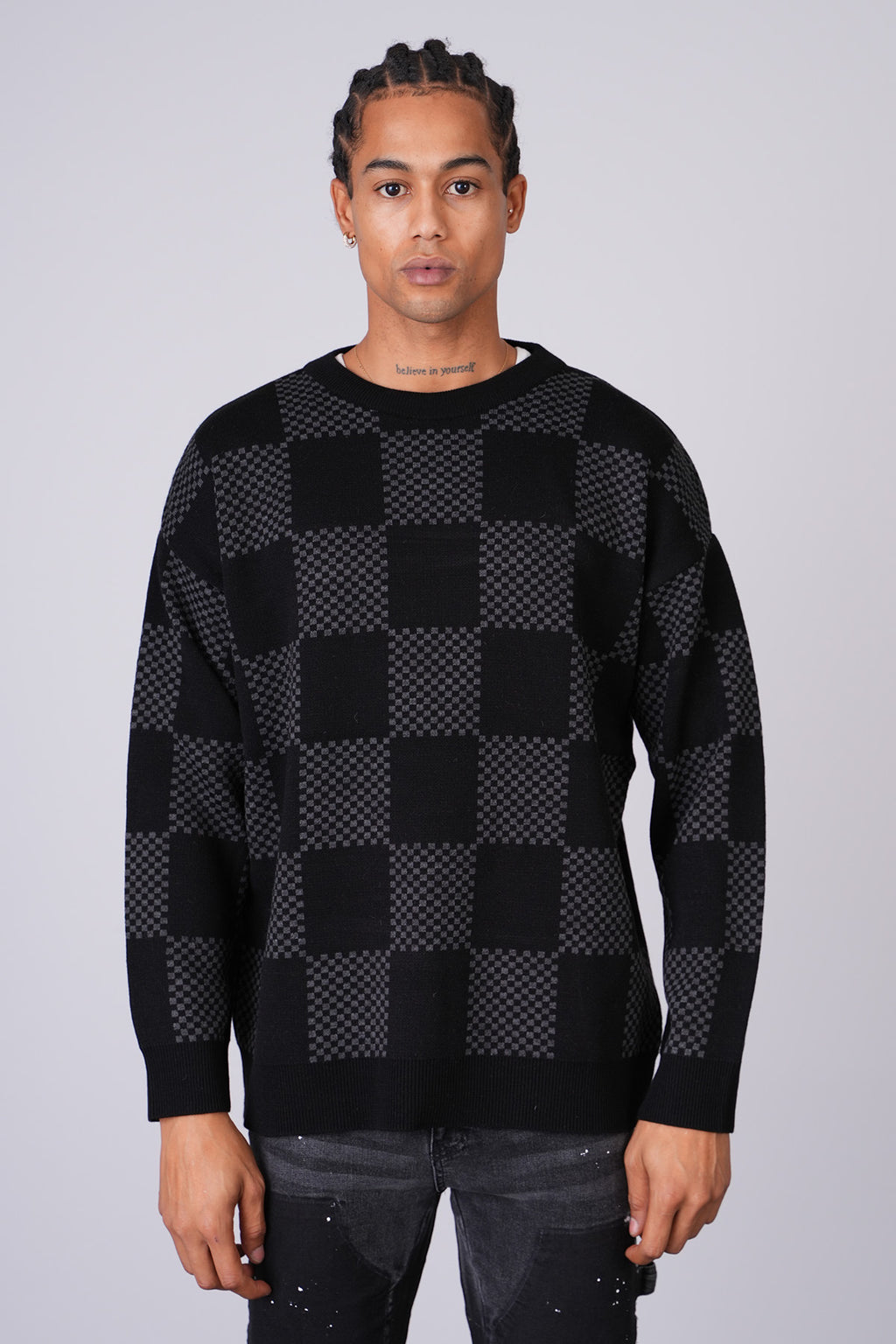 Pull Carreau Noir - Quadrillé et Moderne