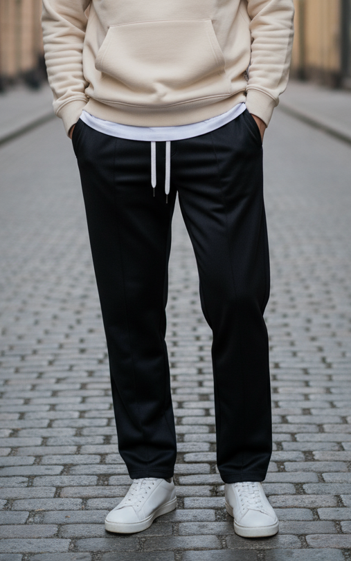 Pantalon Milan Noir : Coupe droite & Ligne tendance