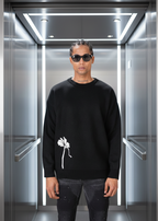 Pull Cannes Noir : Coupe droite  & Code Fleur