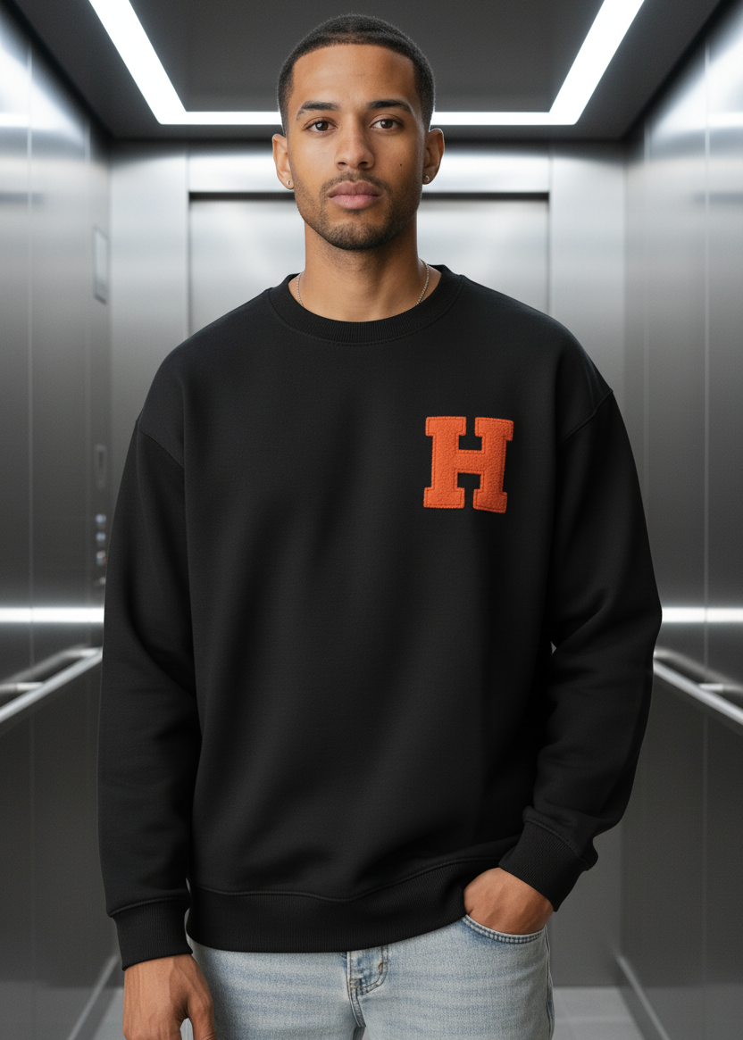 Pull Dublin Noir : Coupe droite  & Code H