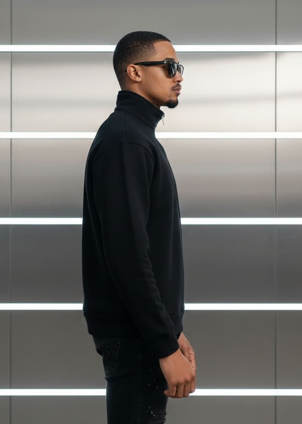Pull Paris Noir : Droit & Zippé