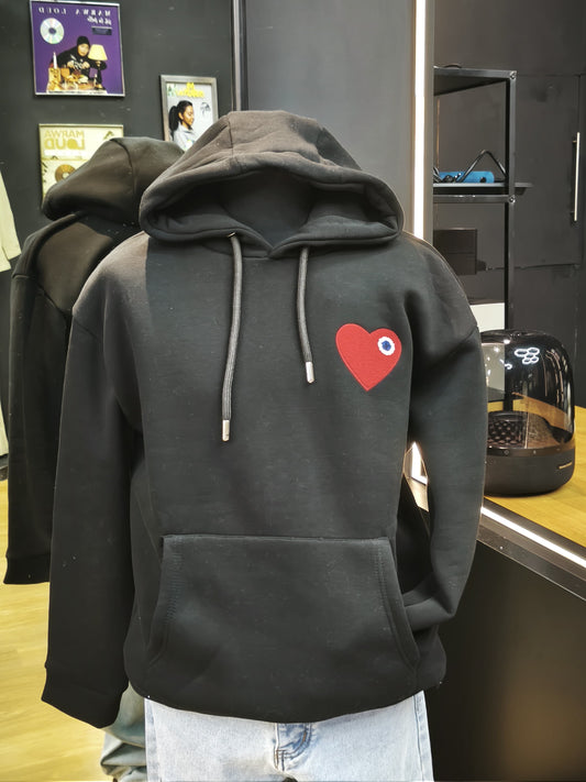 Sweat LOVE Noir - Coeur brodé Rouge