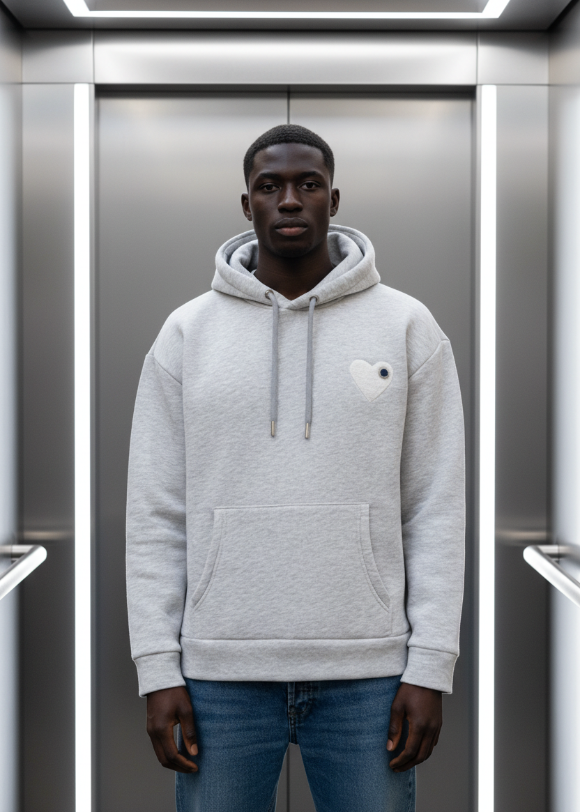 Sweat LOVE Gris : Coeur Blanc & Style minimaliste