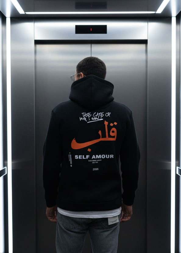 Sweat Self Amour Noir : Coupe Right & Caligraphie