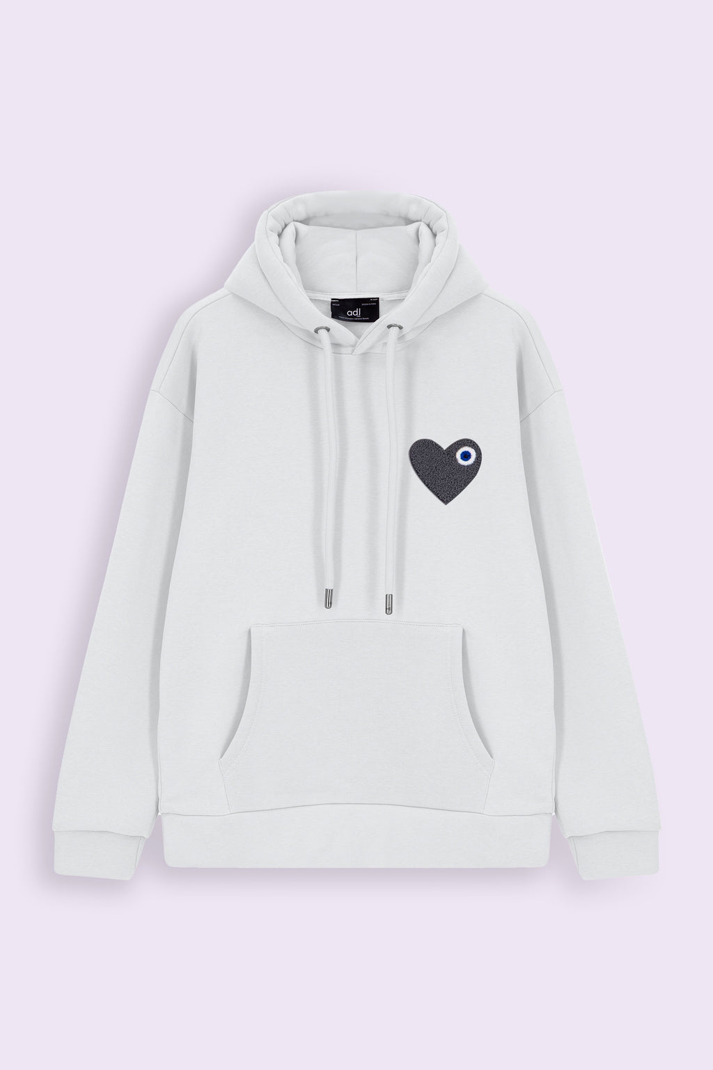 Sweat LOVE Blanc - Coeur brodé Gris Anthracite