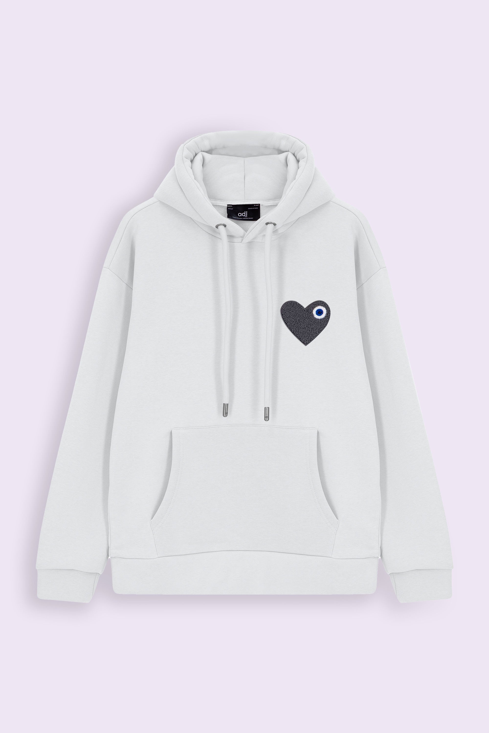 Sweat LOVE Blanc - Coeur brodé Gris Anthracite