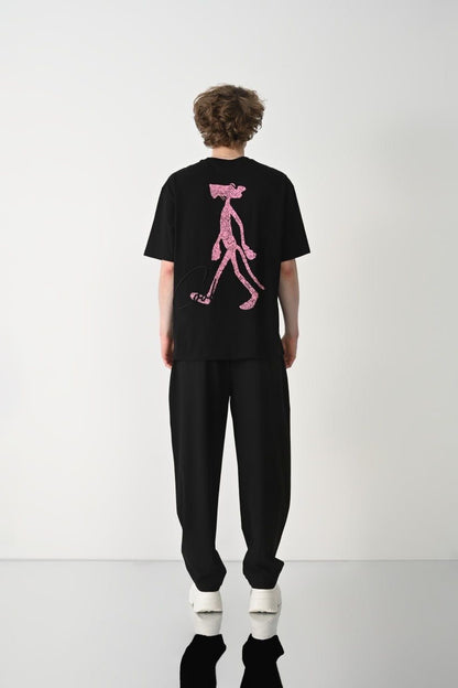 T-Shirt Panther Noir - Brodé look dessin animé