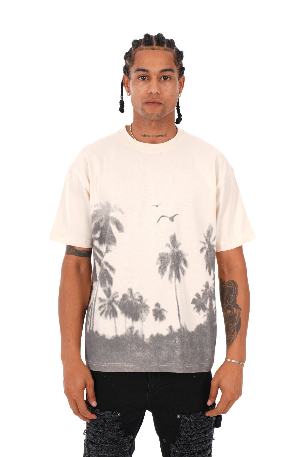 T-shirt Palmier Beige – Style Estival Urbain