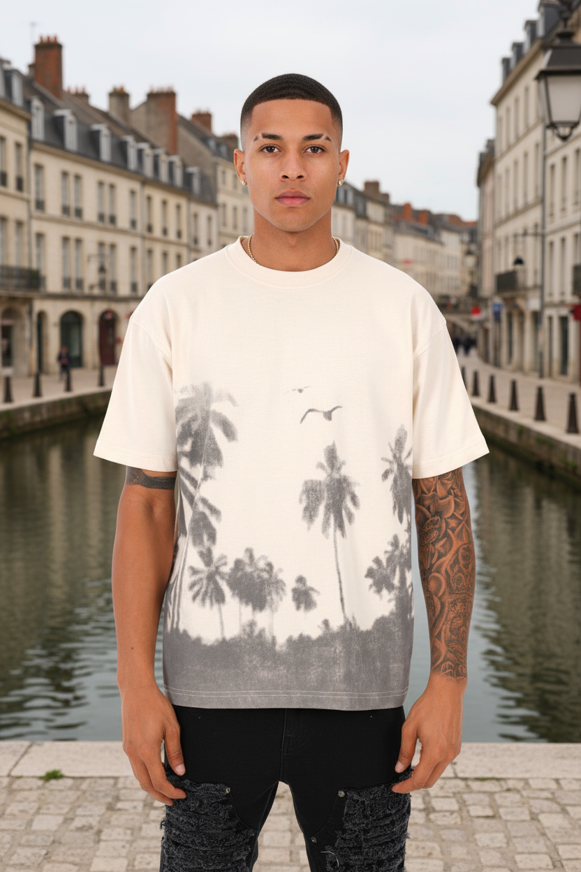 T-shirt Palmier Beige – Style Estival Urbain