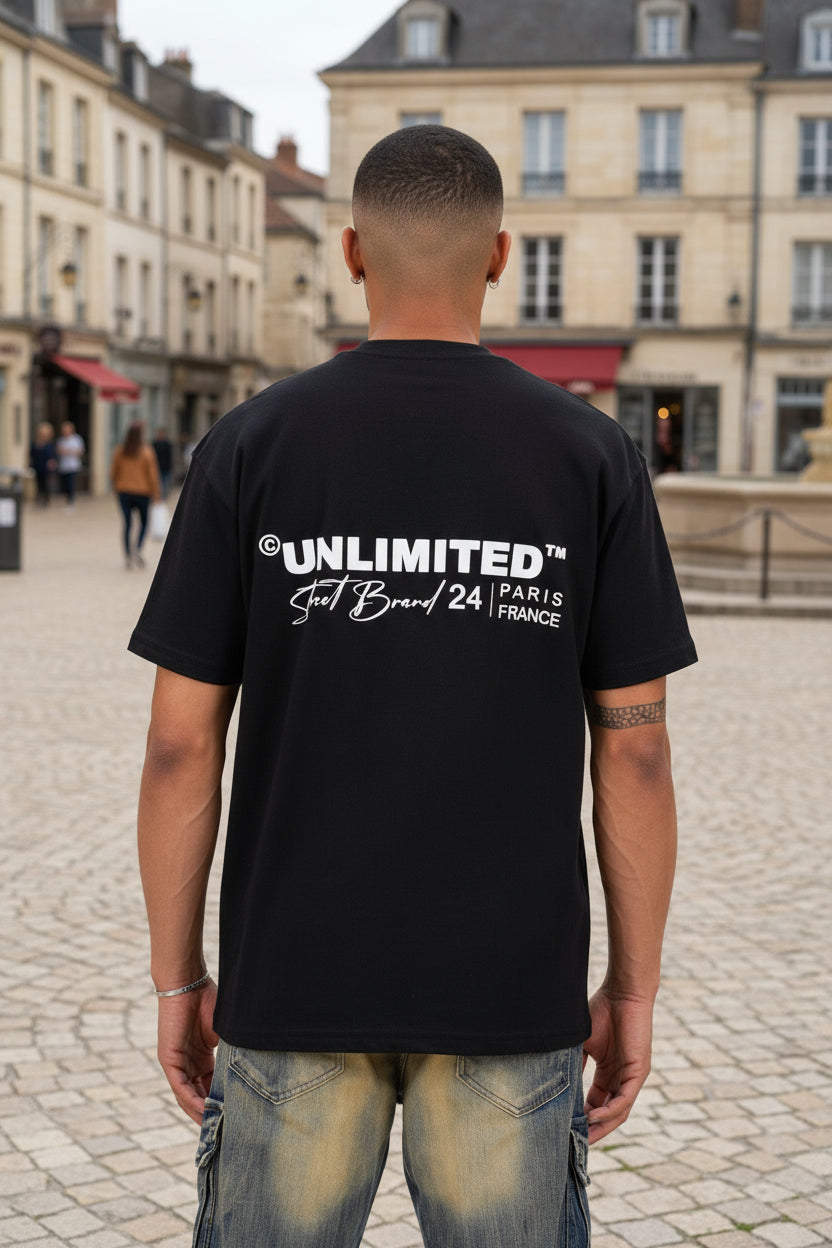 T-shirt Unlimited Noir – Style Urbain et Minimaliste