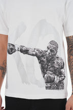 T-shirt KO Boxe Blanc : Style Fight & Streetwear Audacieux