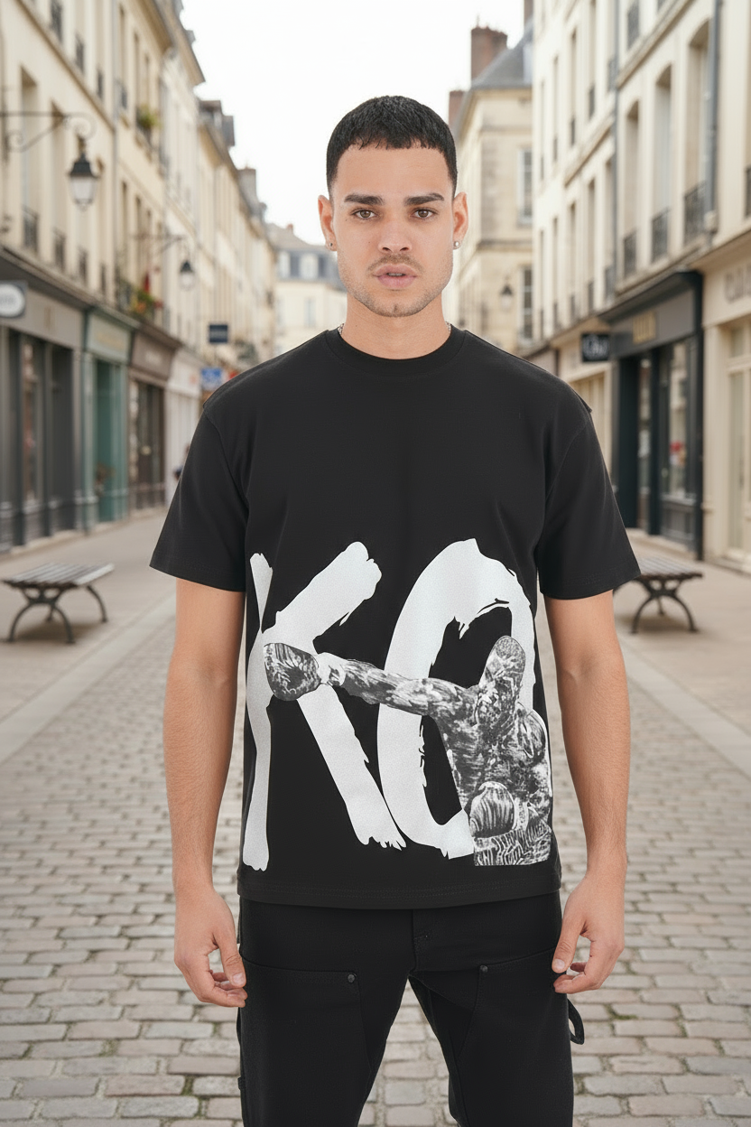 T-shirt KO Boxe Noir – Style Fight & Streetwear Audacieux