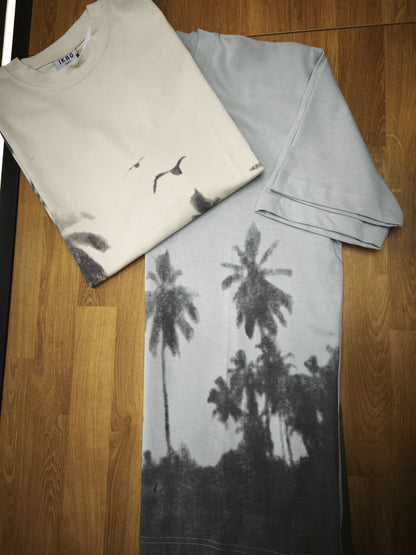 T-shirt Palmier Gris – Style Estival Urbain