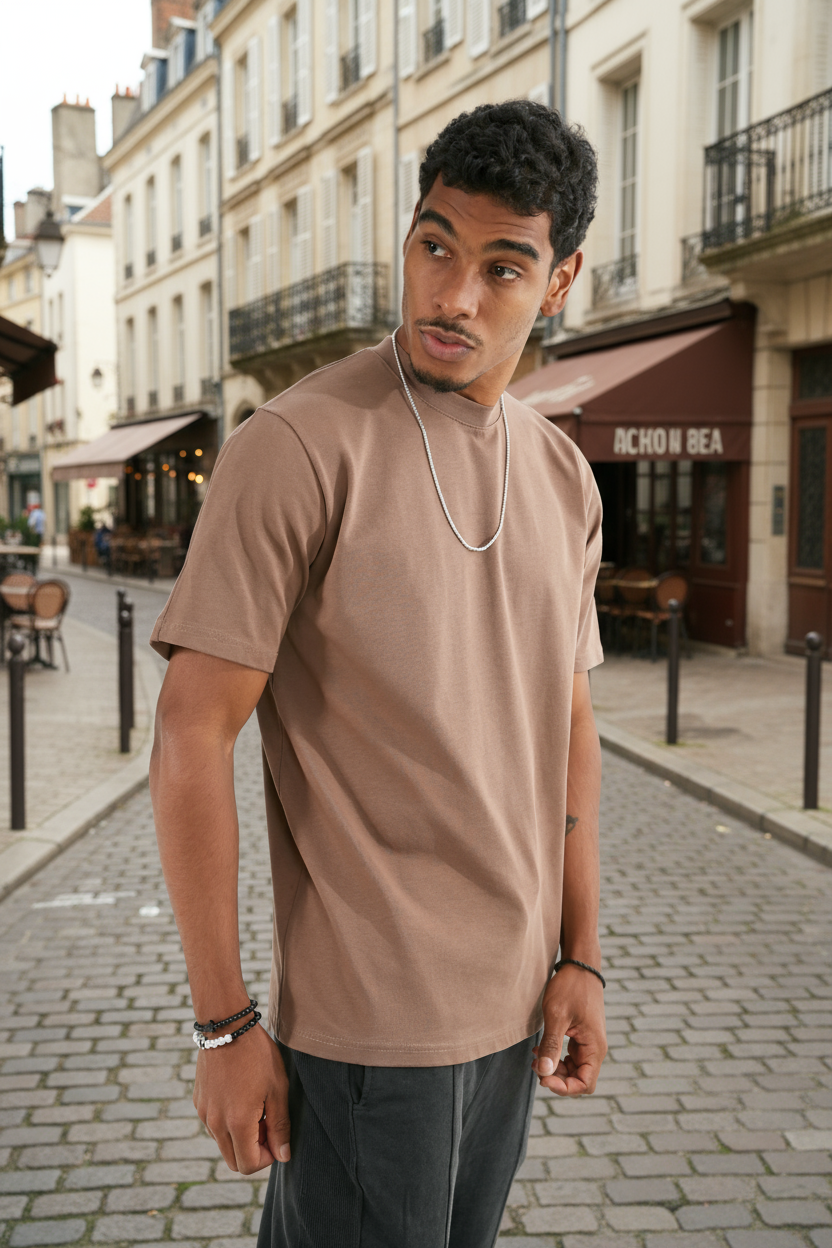 T-shirt Uni Marron - Premium et Oversize