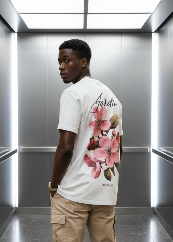 T-shirt Jardin provence Blanc : Coupe droite & Style Minimaliste