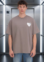 T-shirt LOVE Marron : Coupe oversize & Coeur blanc