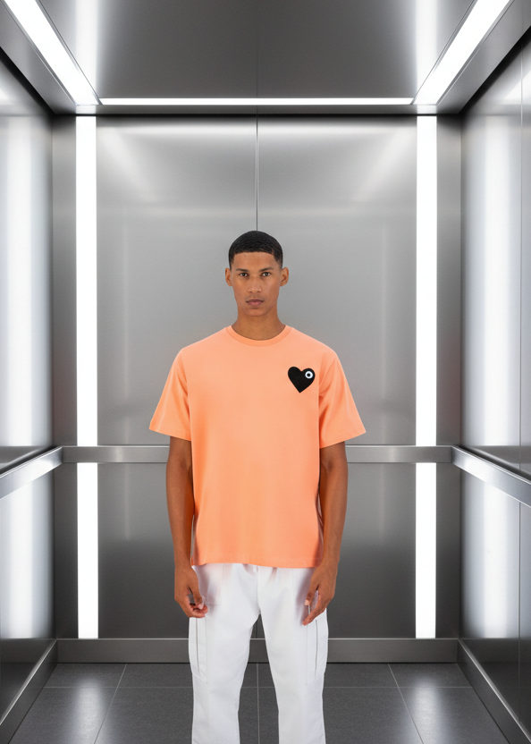 T-shirt LOVE Saumon : Coupe Oversize & Coeur noir