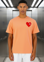 T-shirt LOVE Saumon : Coupe oversize & Coeur rouge