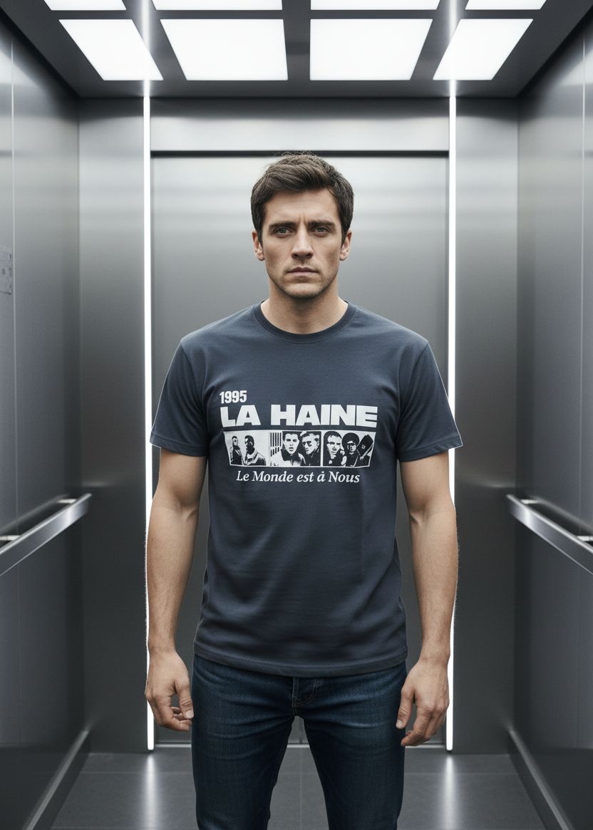 T-shirt La Haine Gris : Coupe droite & Style Urbain