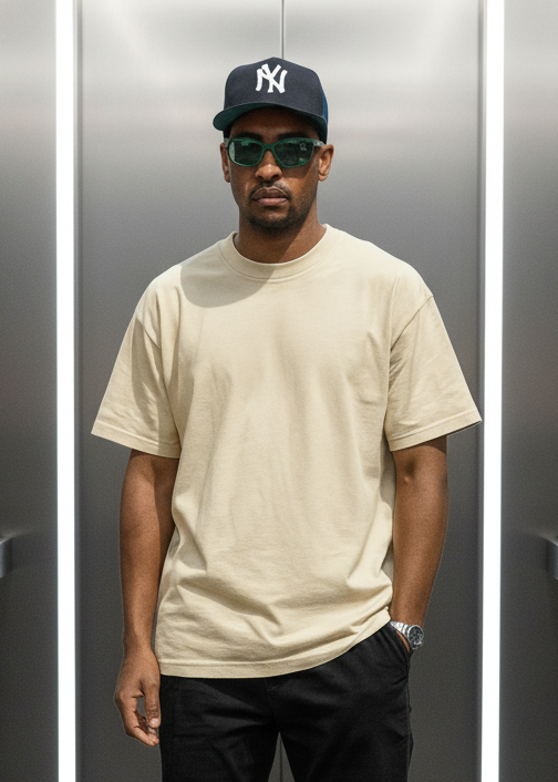 T-shirt Uni Beige : Coupe Oversize & Style Urbain
