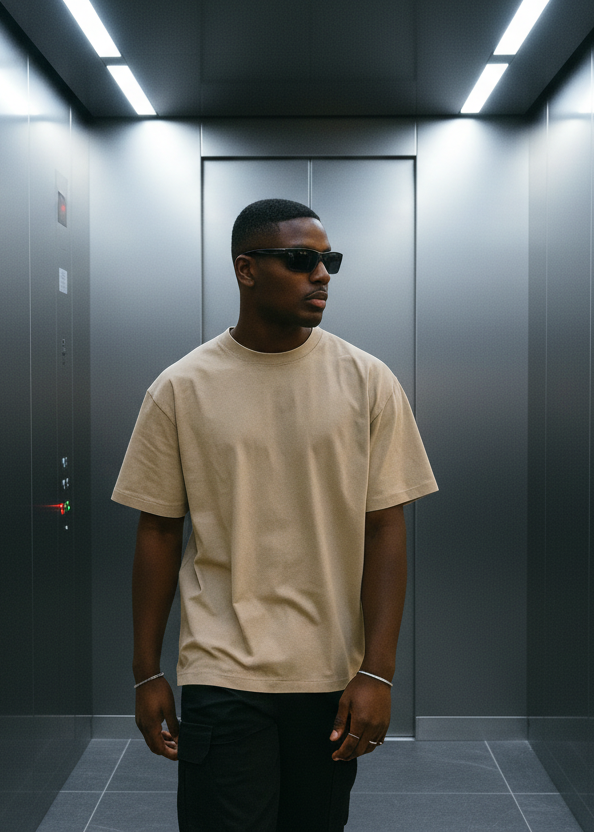 T-shirt Uni Marron clair : Coupe oversize & Style urbain