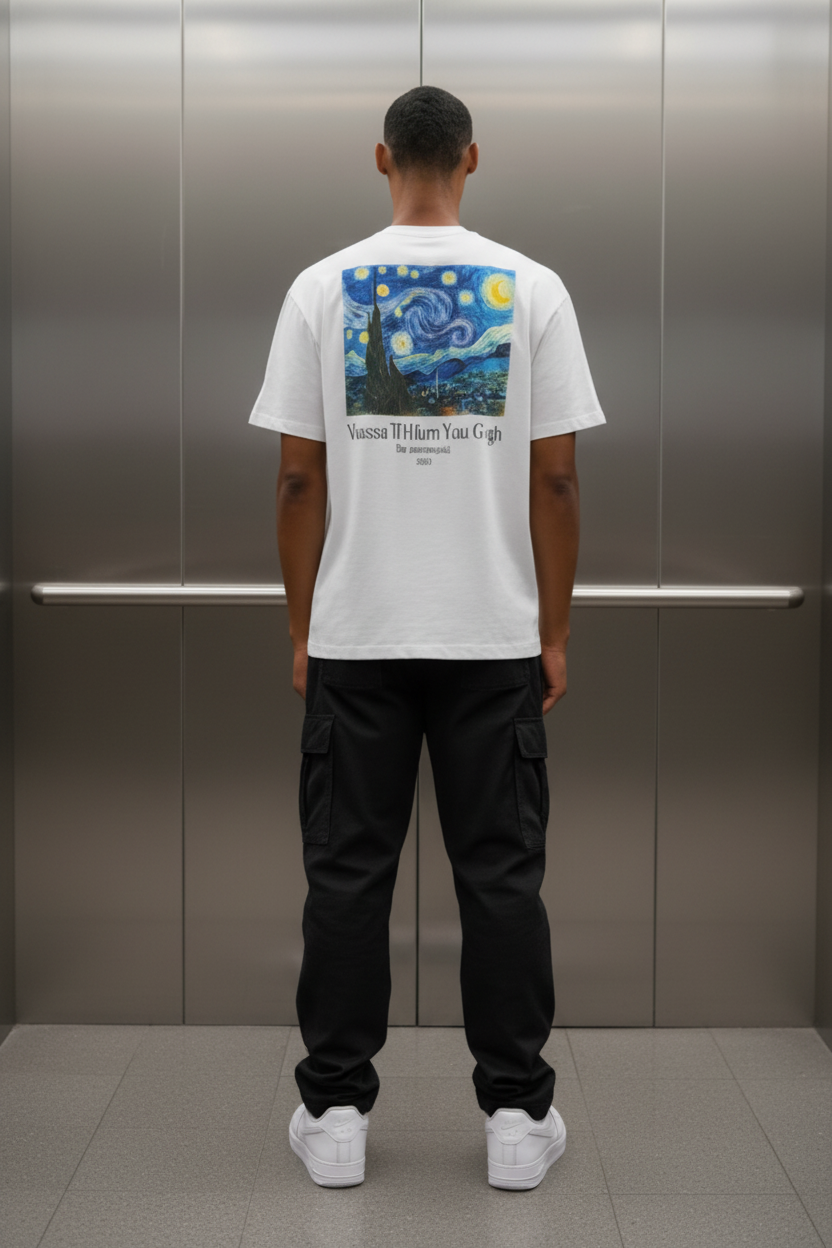 T-shirt VanGogh Blanc : Oversize & Art Mode