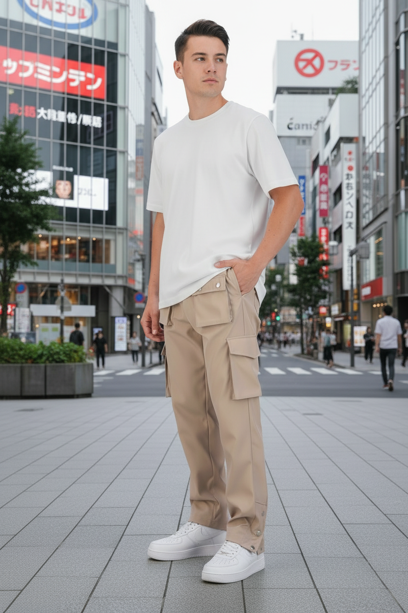Cargo Tokyo Beige : Coupe droite & Style Urbain