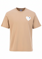 T-shirt LOVE Beige foncé : Coupe Oversize & Coeur Blanc