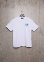 T-shirt LOVE Blanc : Coupe oversize & Coeur bleu