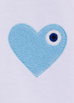 T-shirt LOVE Blanc : Coupe oversize & Coeur bleu