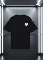 T-shirt LOVE Noir : Coupe oversize & Coeur blanc