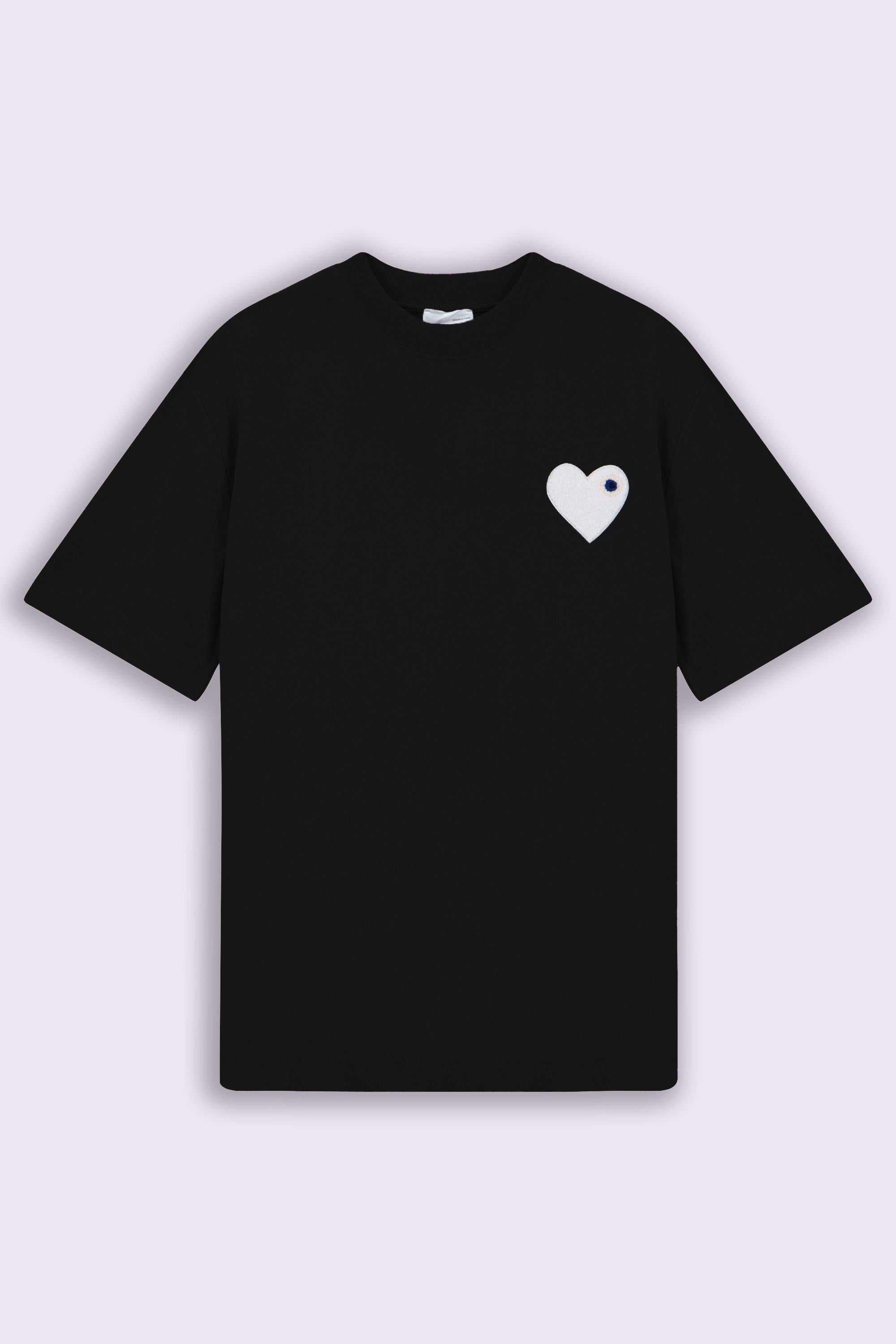 T-shirt LOVE Noir - Coeur brodé Blanc