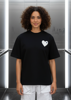 T-shirt LOVE Noir : Coupe oversize & Coeur blanc