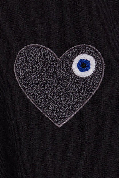 T-shirt LOVE Noir - Coeur brodé Antracite